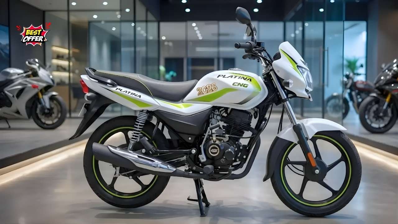 Bajaj Platina 2026 CNG Bike Launched 102cc Engine, 90kmkg Mileage & ₹66,500 Starting Price